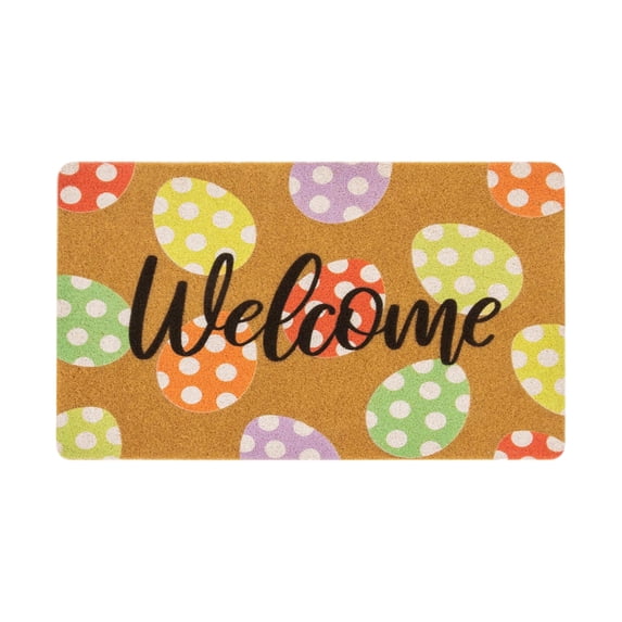 Outdoor Entrance Faux Coir Doormat Easter Easter Egg Rug Welcome Mat Absorbent Doormat Front Door Rug Non Slide For Spring Decor Home Entryway(B)