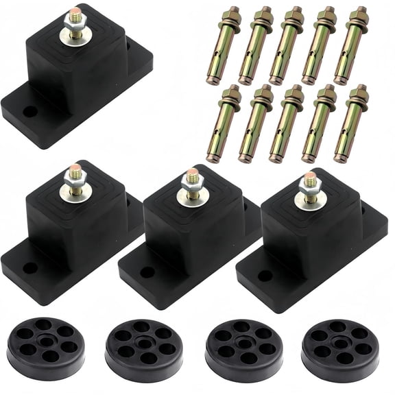 Outdoor Equipment Anti-Vibration Rubber Mount Pads, Shock Absorbing Isolation Brackets for Outdoor Condensing Units, Complete Hardware Set Included