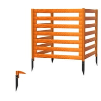 Outdoor Equipment Enclosure, Light Brown Wood Fence, 3 Panels with Metal Stakes, AC Unit Cover, Pool Area Barrier, Garden Privacy Panel, Patio Partition