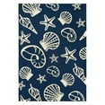 thumbnail image 1 of Outdoor Escape 5'6"W x 8'L Hand-Hooked Cardita Shells Area Rug in Navy/Ivory, 1 of 6