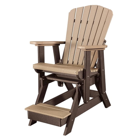 Outdoor Escape Balcony Glider Chair, Cedar Brown, Elevated Seating, Heavy Duty Poly