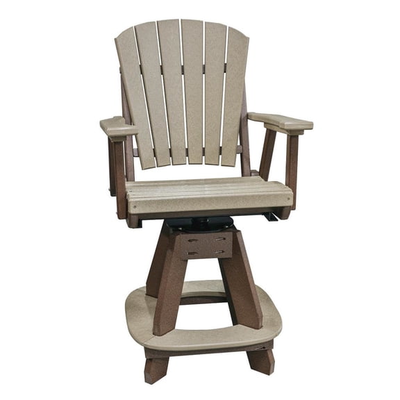 Outdoor Escape Counter Height Swivel Chair, Weatherwood, Polyethylene, Fan Back