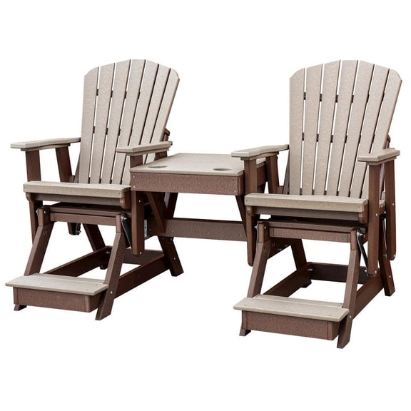 Outdoor Escape Double Glider Balcony Height, Brown 2-Seater, All-Weather Poly Lumber Furniture