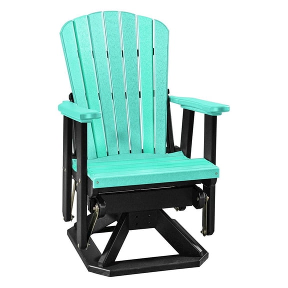 Outdoor Escape Fan Back Swivel Glider, Aruba Blue, Heavy Duty Polyethylene, Porch Seating