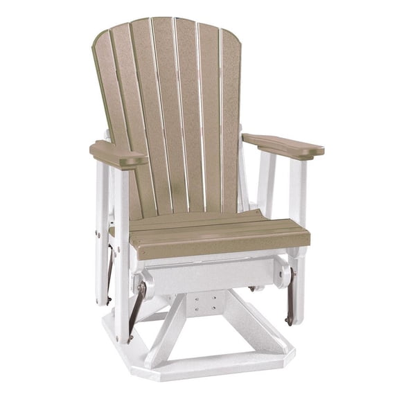 Outdoor Escape Fan Back Swivel Glider, Single Chair, All-Weather Polyethylene, Brown