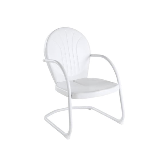 Outdoor Escape White Metal Patio Chair with Gloss Finish Decorative Retro Style