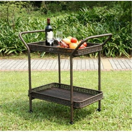 Outdoor Espresso Wicker Patio Furniture Serving Cart