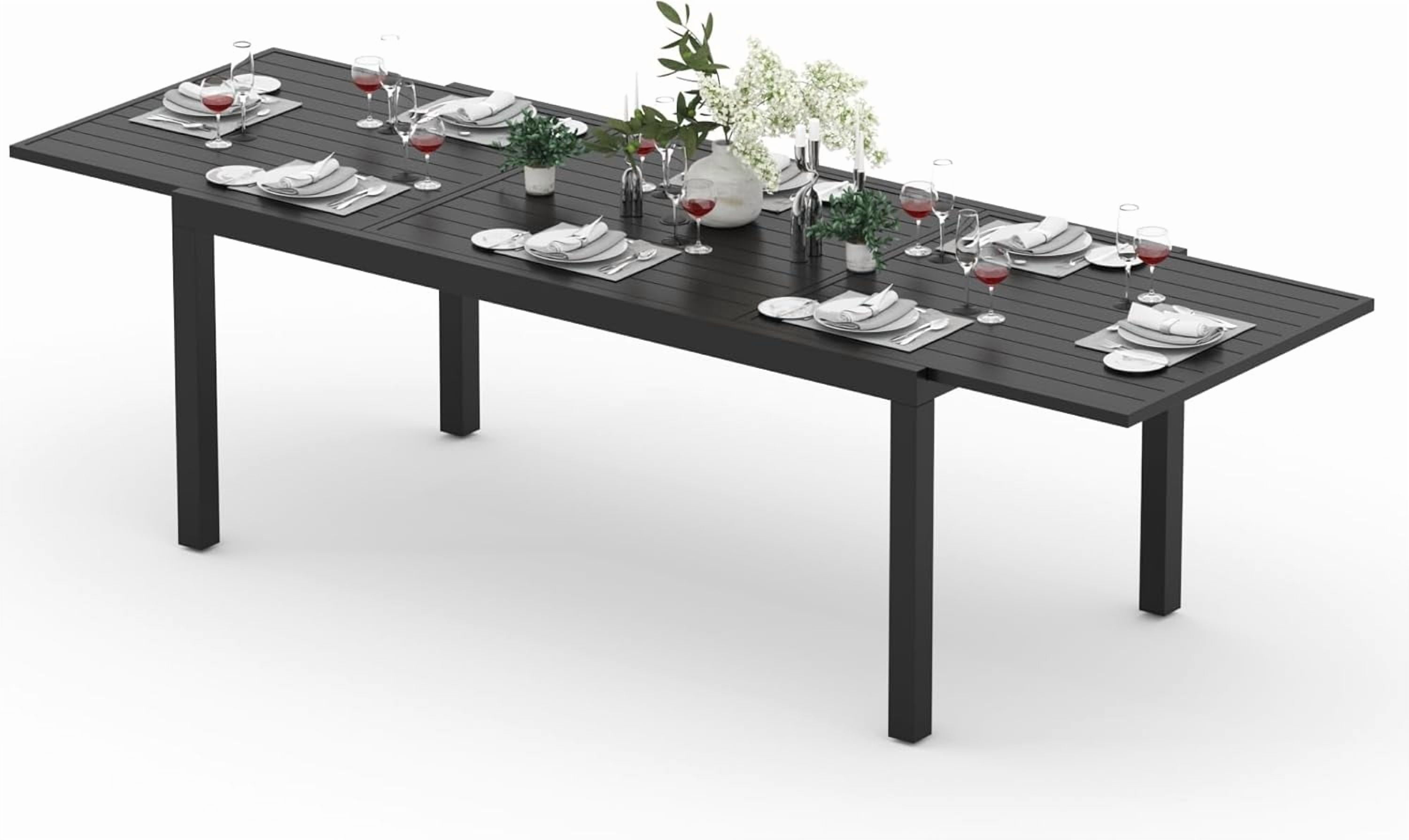 Outdoor Expandable Dining Table 71"-106" Aluminum Patio Dinner Table ...