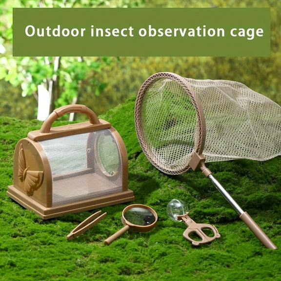 Outdoor Exploration Insect Collector Student Bug Catching Toy Butterfly Fishing Net Cage Observation Box Science Experiment Discovery Tool, Suitable for 4 Seasons Use, 15 Festivals, Festival Gifts