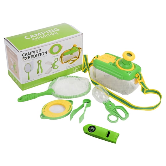Outdoor Explorer Kit for Kids Kids Insect Catching Kit Adventure Toys with Insect Box Net Magnifying Glass Whistle Compass Nature Exploration Gear for Boys Girls Aged 3-8