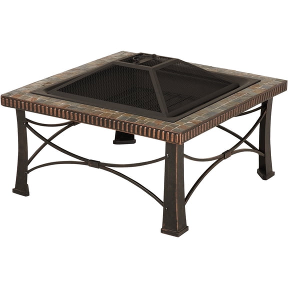 Outdoor Expressions 30 In. Slate Square Steel Fire Pit FTB-013SB