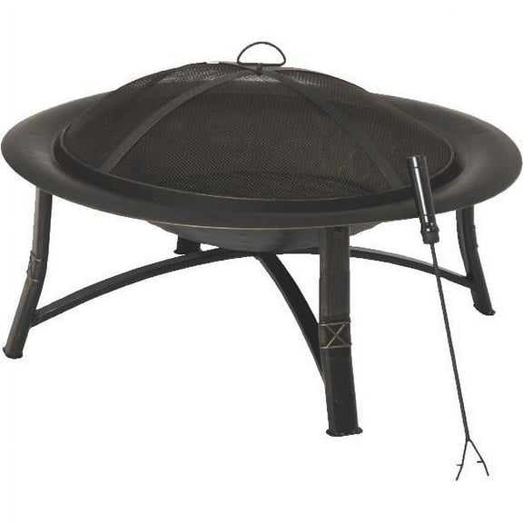 Outdoor Expressions 35 In. Antique Bronze Round Steel Fire Pit FT-21039
