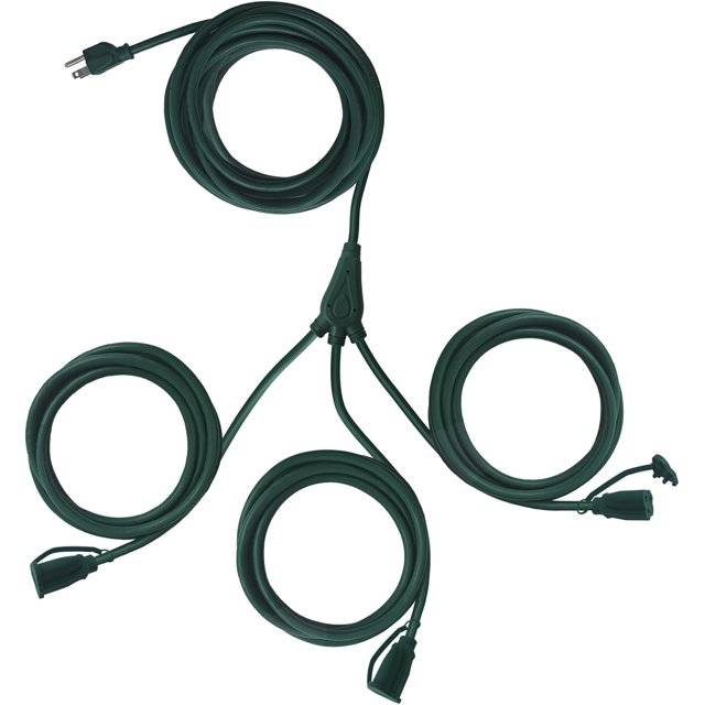 Outdoor Extension Cord 1 to 3 Splitter, Max 28ft End to End (40FT Total