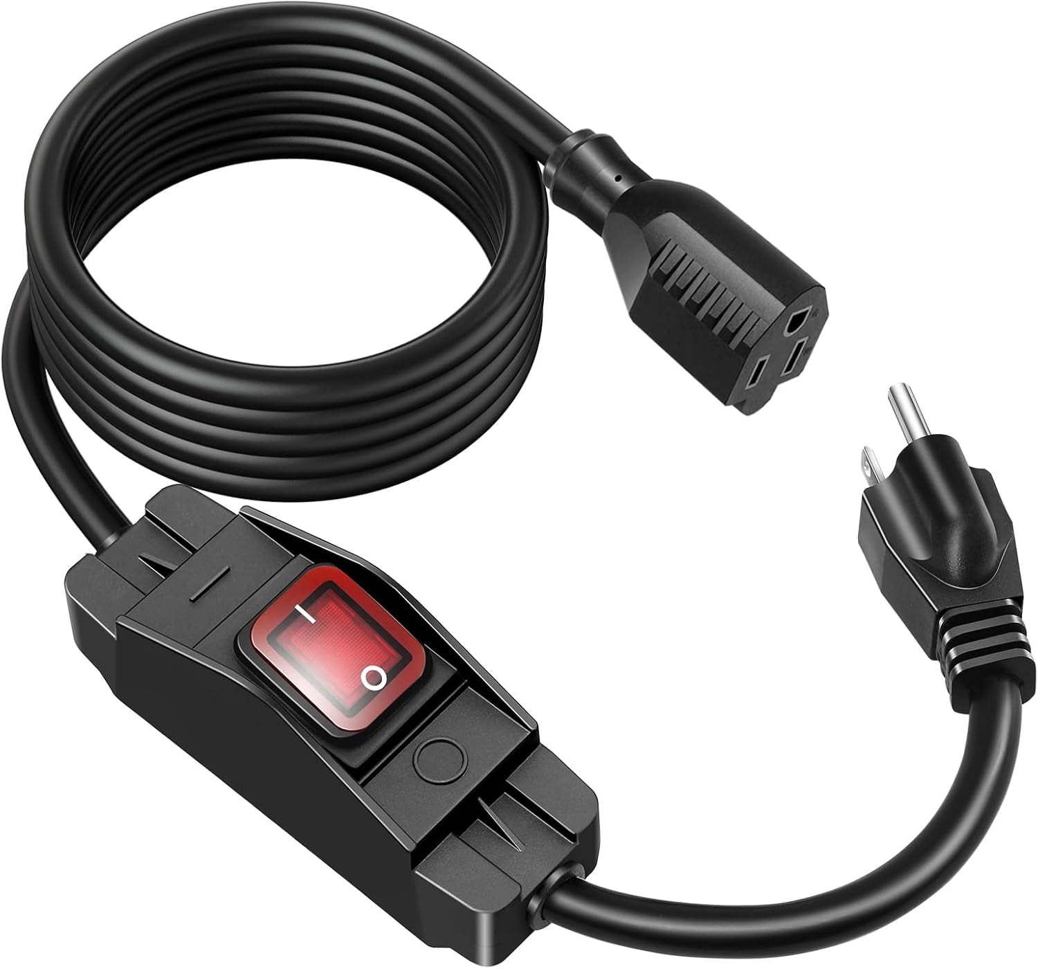 Outdoor Extension Cord with On/Off Waterproof Switch, 15A 125V Grounded ...