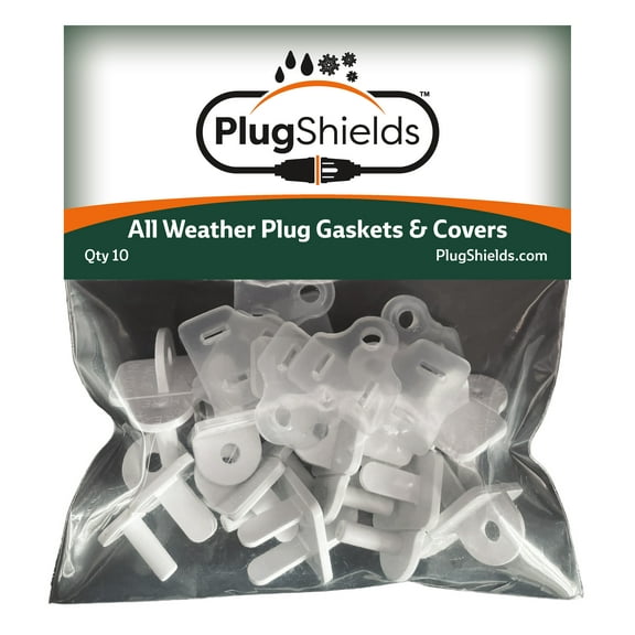 Outdoor Extension Cord Plug Gaskets & Christmas Light Plug Covers (Combo Pack of 10 White)