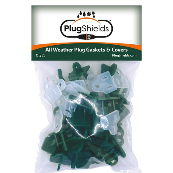 Outdoor Extension Cord Plug Gaskets & Christmas Light Plug Covers (Combo Pack of 25 Green)