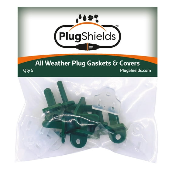 Outdoor Extension Cord Plug Gaskets & Christmas Light Plug Covers (Combo Pack of 5 Green)