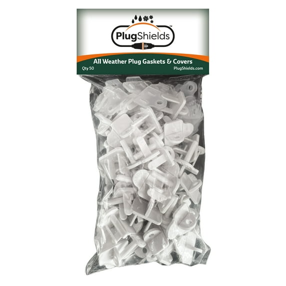 Outdoor Extension Cord Plug Gaskets & Christmas Light Plug Covers (Combo Pack of 50 White)