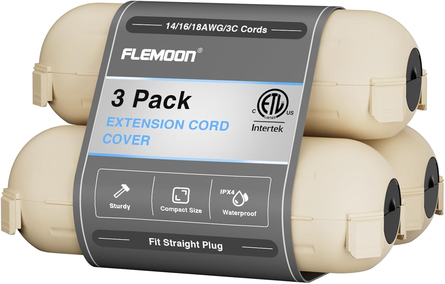Outdoor Extension Cord Safety Cover with Waterproof Seal, Weatherproof Electrical Connection Box to Protect Outdoor Outlet, Plug, Socket, Christmas Holiday Decoration Light