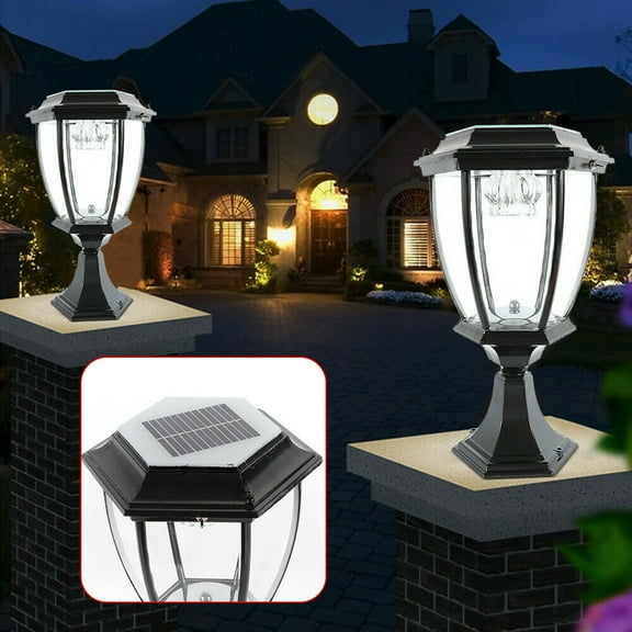 Outdoor Exterior Solar Powered Led Column Lamp Back Light Garden Lantern 2pc Solar Power Outdoor LED Pillar Light Waterproof Garden Yard Post Lamps Black Waterproof Lawn Yard Post Entrance Lamp