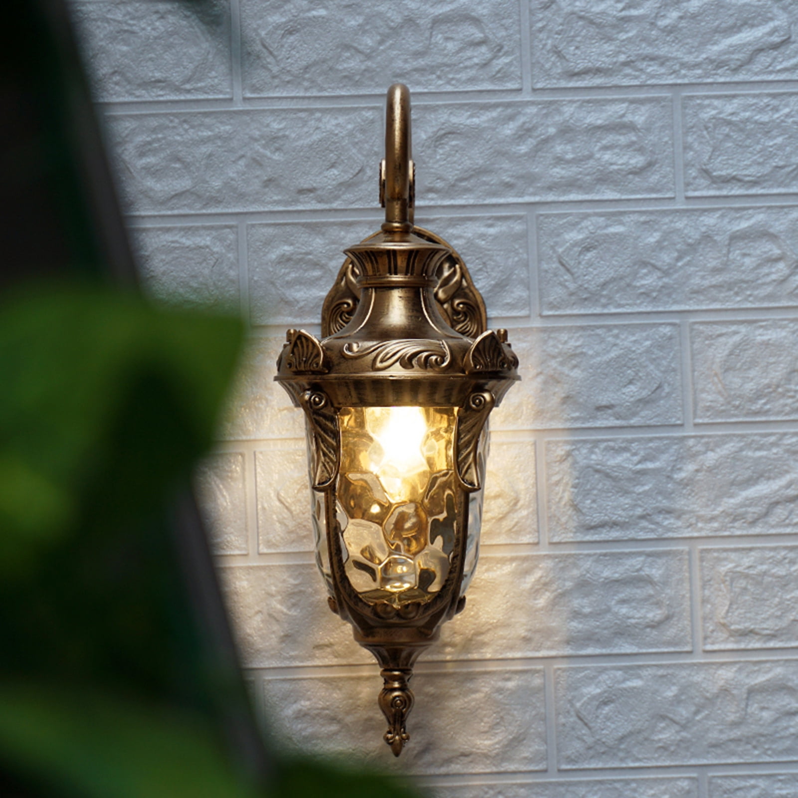 Outdoor Exterior Wall Lamp Glass Lantern Waterproof Sconce Porch Light Fixtures 110-220V 60W IP23 23*16*43cm for Living Rooms, Kitchens, Bedrooms