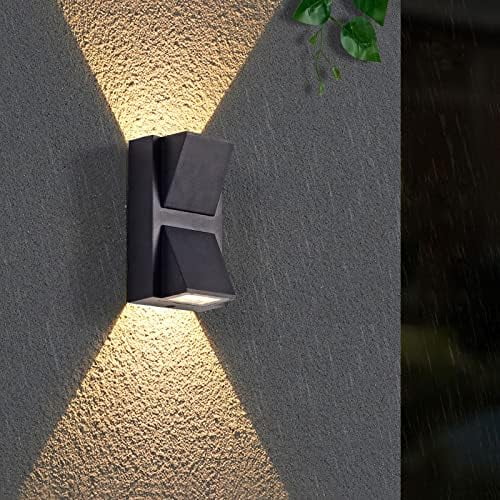 Outdoor Exterior Wall Step UP/Down Light, Dual Head Exterior Wall Lamp, LED Aluminum Wall Mount Light, Black Wall Lamp Fixture for Pathway, Staircase, Bedroom, Living Room, Balcony, Warm White