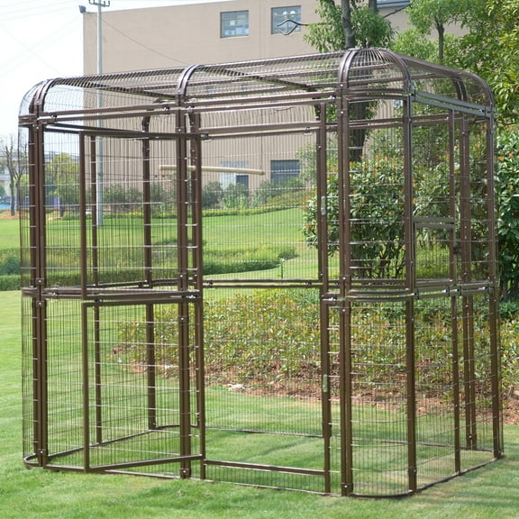 Outdoor Extra Large Bird Aviary Silver Brown Large Bird Cage, Featuring Play Stand, Perches, Nest Habitat
