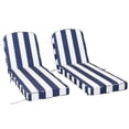 thumbnail image 1 of Striped Blue 2-Pack Outdoor Chaise Lounge Cushions, 5'' Thick Olefin Patio Cushions with Removable Covers, Fade Resistant & Water Resistant Chaise Cushions for Poolside Furniture, Fits 72-74''Lounges, 1 of 10