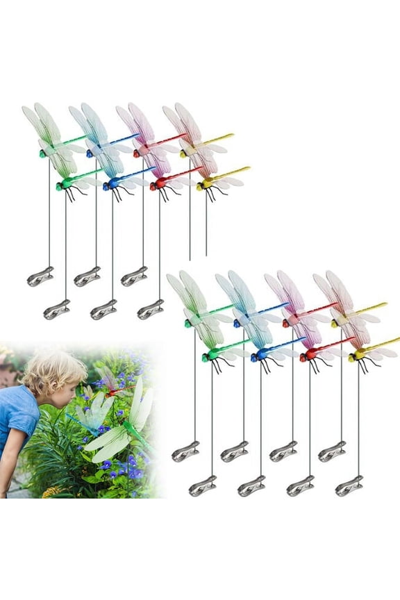 Outdoor Fake Dragonfly Rod Clip, Dragonfly Hat Clip, Clip on Dragonfly for Hat,Dragonfly Hat Clip Bug ,Dragonfly Clip-on,Outdoor Garden Decor(12pcs)