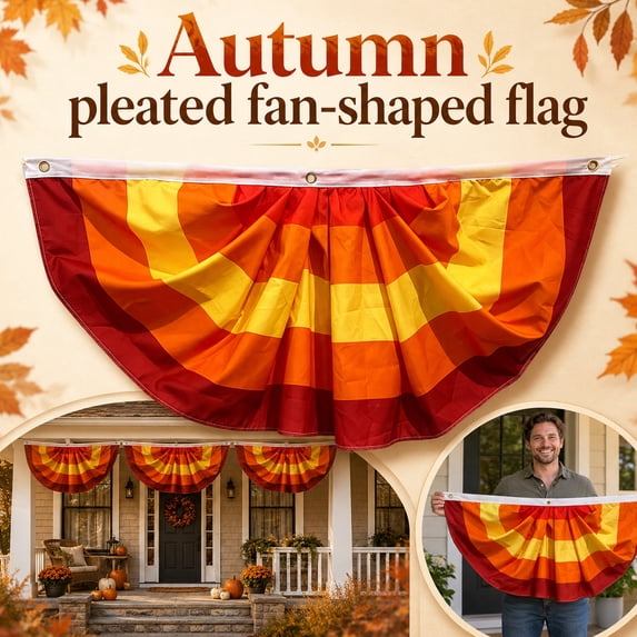 Outdoor Fall Decorations for Porch Semi-Circle Pleated Halloween Bunting Warm Striped Fabric Fall Porch Decorations Outdoor for Holiday Party Yard Gift
