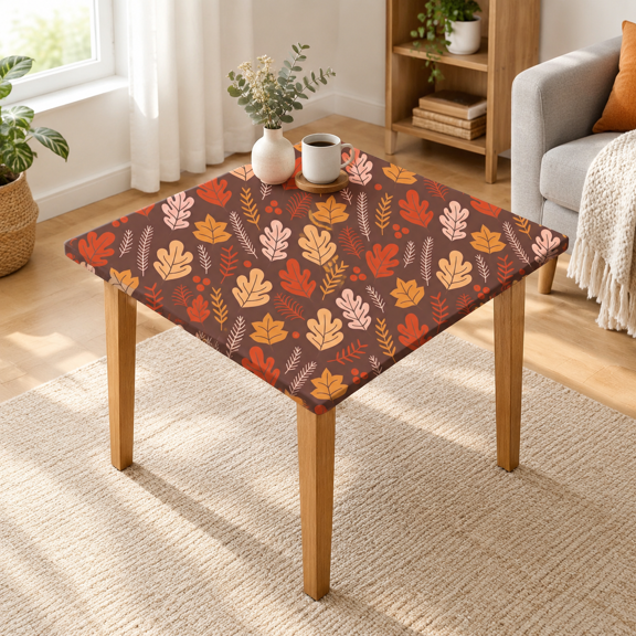 Outdoor Fall Small Square Fitted Tablecloth 34x34 Inch Non Slip Table Cloth