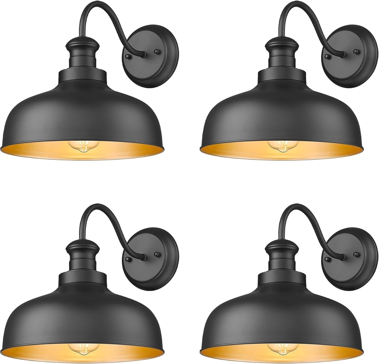 Outdoor Farmhouse Barn Light, Outside Wall Sconce, Weather Resistant Anti-Rust Farmhouse Exterior Wall Light, Outdoor Lantern Lamp for Porch, Garage, Patio, Entryway(Black, 4 Pack)