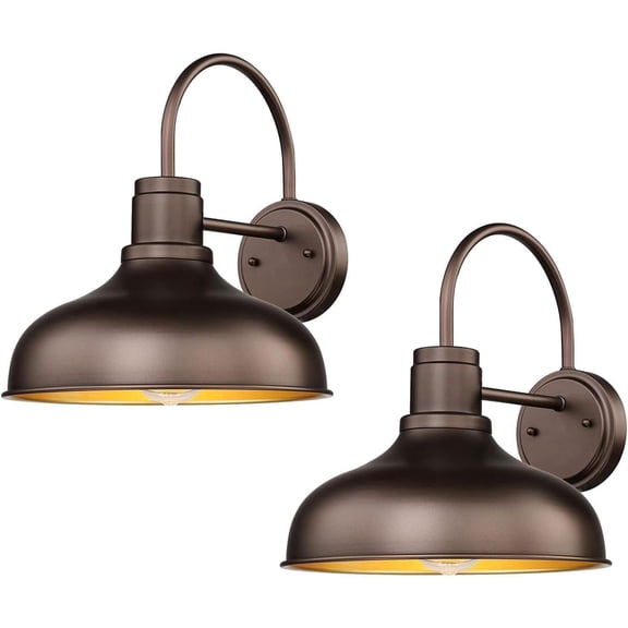 Outdoor Farmhouse Barn Lights, Exterior Wall Mount Lights, Wall Lighting Fixture, Weather Resistant Industrial Outdoor Sconce for Garage, Front Door, Porch, Patio(Oil Rubbed Bronze, 2 Pack)