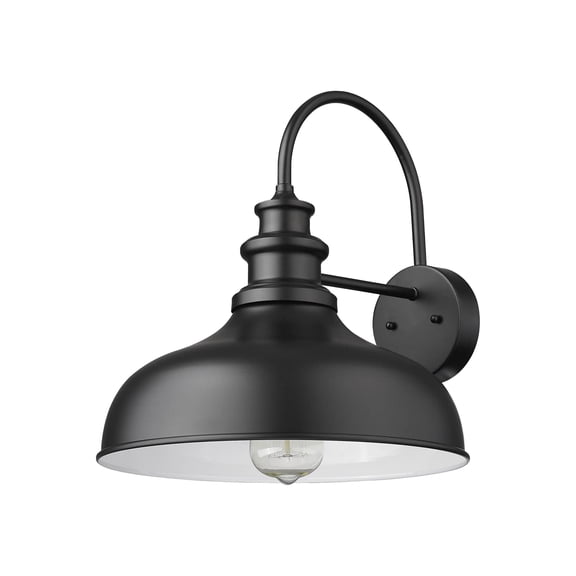 Outdoor Farmhouse Barn Lights, Medium Outdoor Wall Barn Lighting,11.5” Dome Industrial Wall Sconces, Exterior Wall Lighting Fixture, Porch Wall Lantern (1Pack, Black)