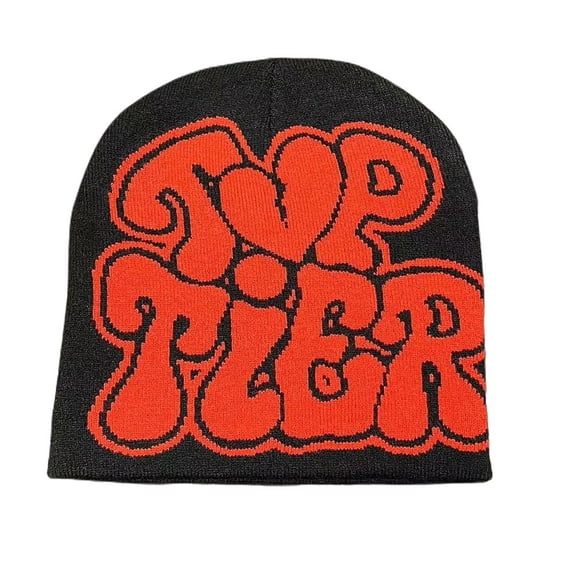 Outdoor Fashion Letter Printing Cold Cap Ins Warm Beanie Bonnet Knitting Cap Hat Hip Hop Cap Casual Skullies BLACK&RED
