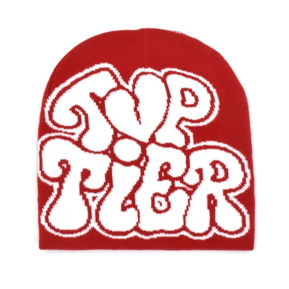 Outdoor Fashion Letter Printing Cold Cap Ins Warm Beanie Bonnet Knitting Cap Hat Hip Hop Cap Casual Skullies RED&WHITE
