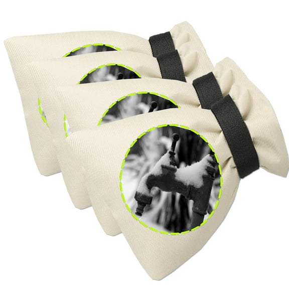 Outdoor Faucet Cover for Winter 7.1"W x 9.8"H - 4 PACK Outdoor Water Faucet Cover Socks for Winter Freeze Protection Pipe Insulation Reusable Waterproof Insulated Spigot backflow Cover - Beige