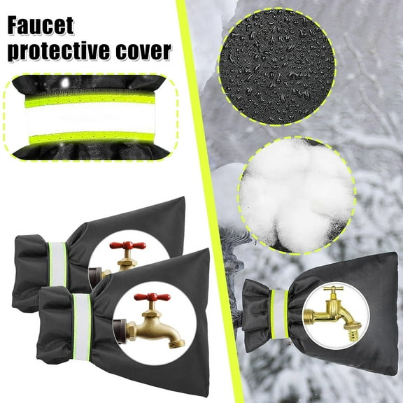 Outdoor Faucet Covers for Winter - Outdoor Water Faucet Cover Socks for Winter Freeze Protection Pipe Insulation Reusable Waterproof Insulated Spigot backflow Cover(5.9*8.3Inch,Black)