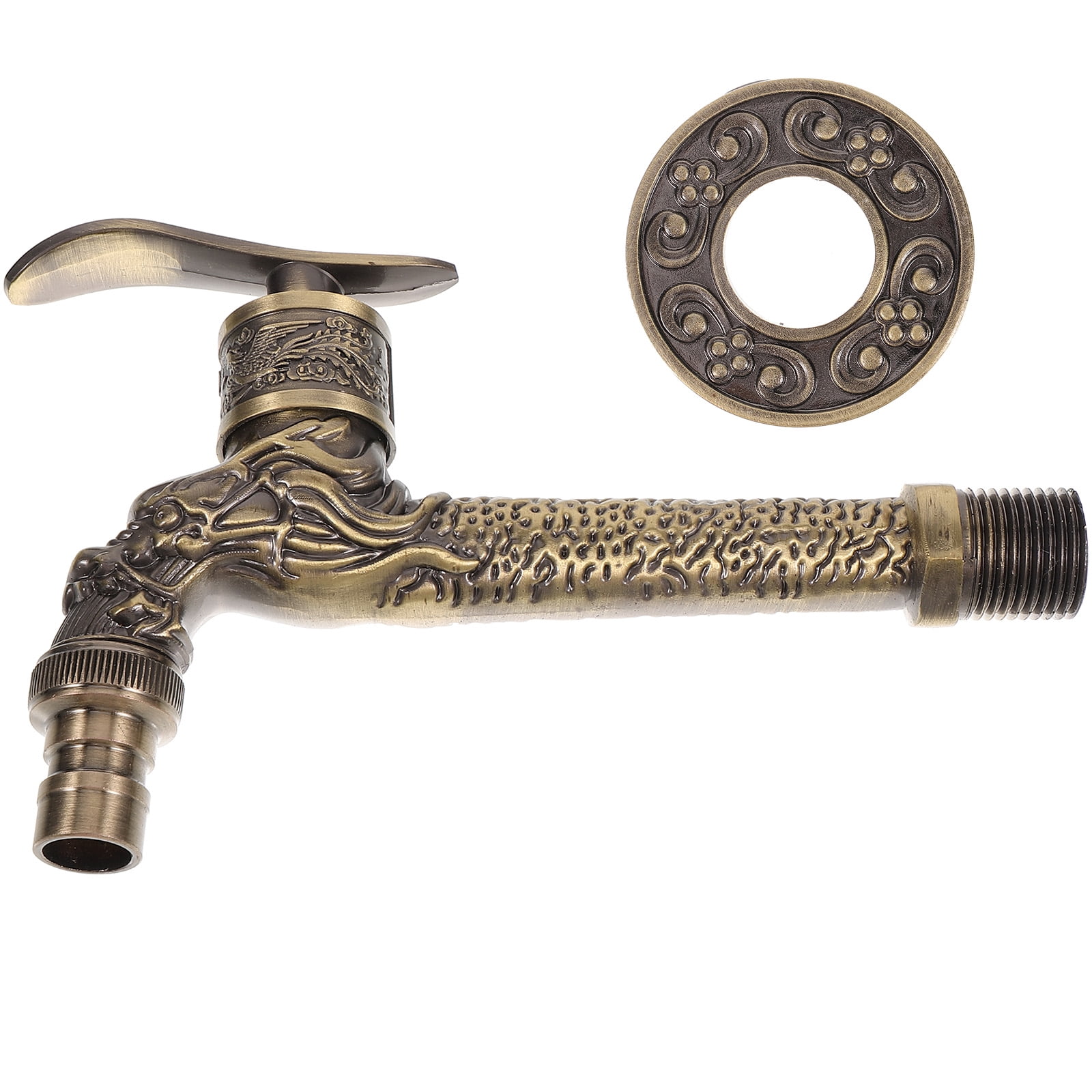 Outdoor Faucet Spigot Solid Decorative Antique Brass Bird Finish Garden Yard Faucet Wall Mounted Tap Bibcock Hose 5.5in