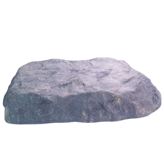 Outdoor Faux Flat Rock Cover, Artificial Landscape Enclosure, Fake Decorative Landscaping Fiberglass Protection Lid, Realistic Natural Texture, Grey Stone, Medium Size