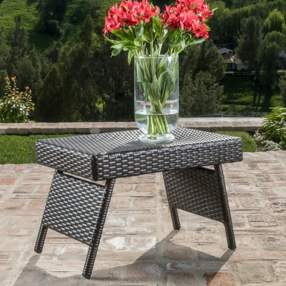 Outdoor Faux Snack Table With Aluminium Base, 24.63in D X 15.76in W 15.17in H, Body, 15.17in, Mountain Biking