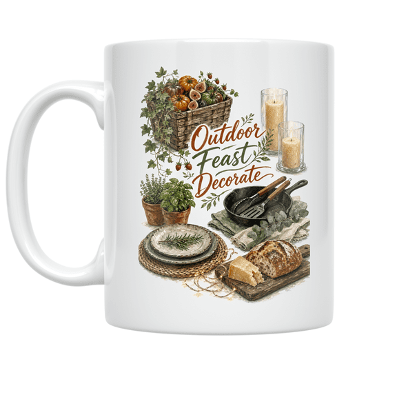 Outdoor Feast Decorator Design - Aesthete Enthusiast - 11 oz Ceramic Coffee Mug