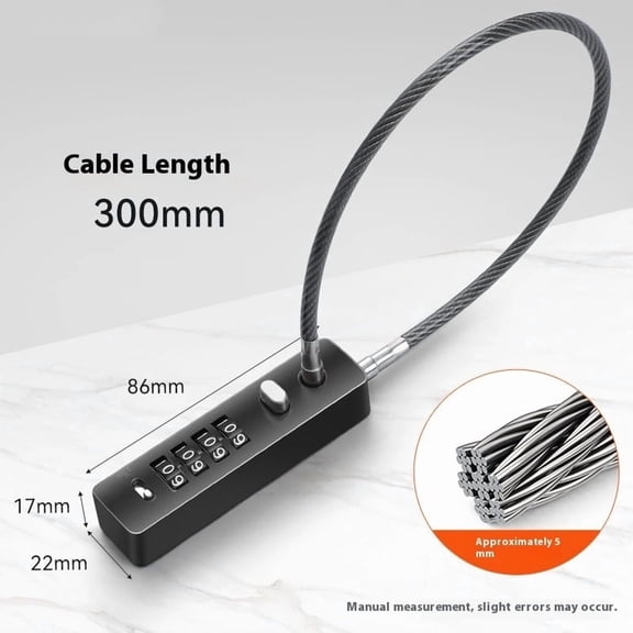 Outdoor Fence Gate Lock Locker, Bike Cable Chain Combination Lock, 30cm Black, Suitable for Gate, Shed, Cabinet & Locker