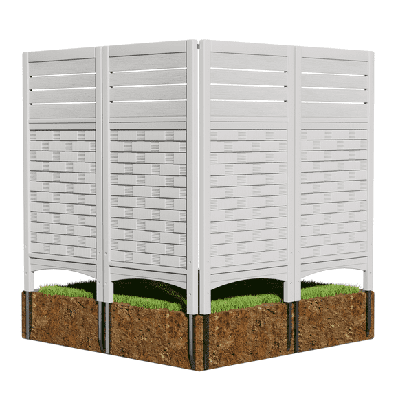Outdoor Fence Privacy Panels, Resin Privacy Fence Panels for Outside, Air Conditioner/Trash Can/Pool Equipment Enclosure 4-Pack (Off-White)