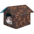 thumbnail image 1 of Outdoor Feral cat House for Winter Cats Insulated Waterproof Warm Weatherproof cat Bed Small Dog Kennel,Brown Square, 1 of 5