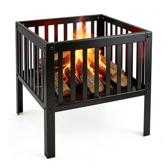 Outdoor Fire Pit, 16" Firepit, Segmart Wood Burning Fire Pit, Fire Pits for Outside, Fire Pit Table, Square Metal Firepit Table For Outside Patio, Black