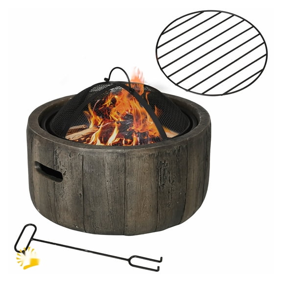 Outdoor Fire Pit 18 Inch Wood Burning Fireplace with Spark Cover