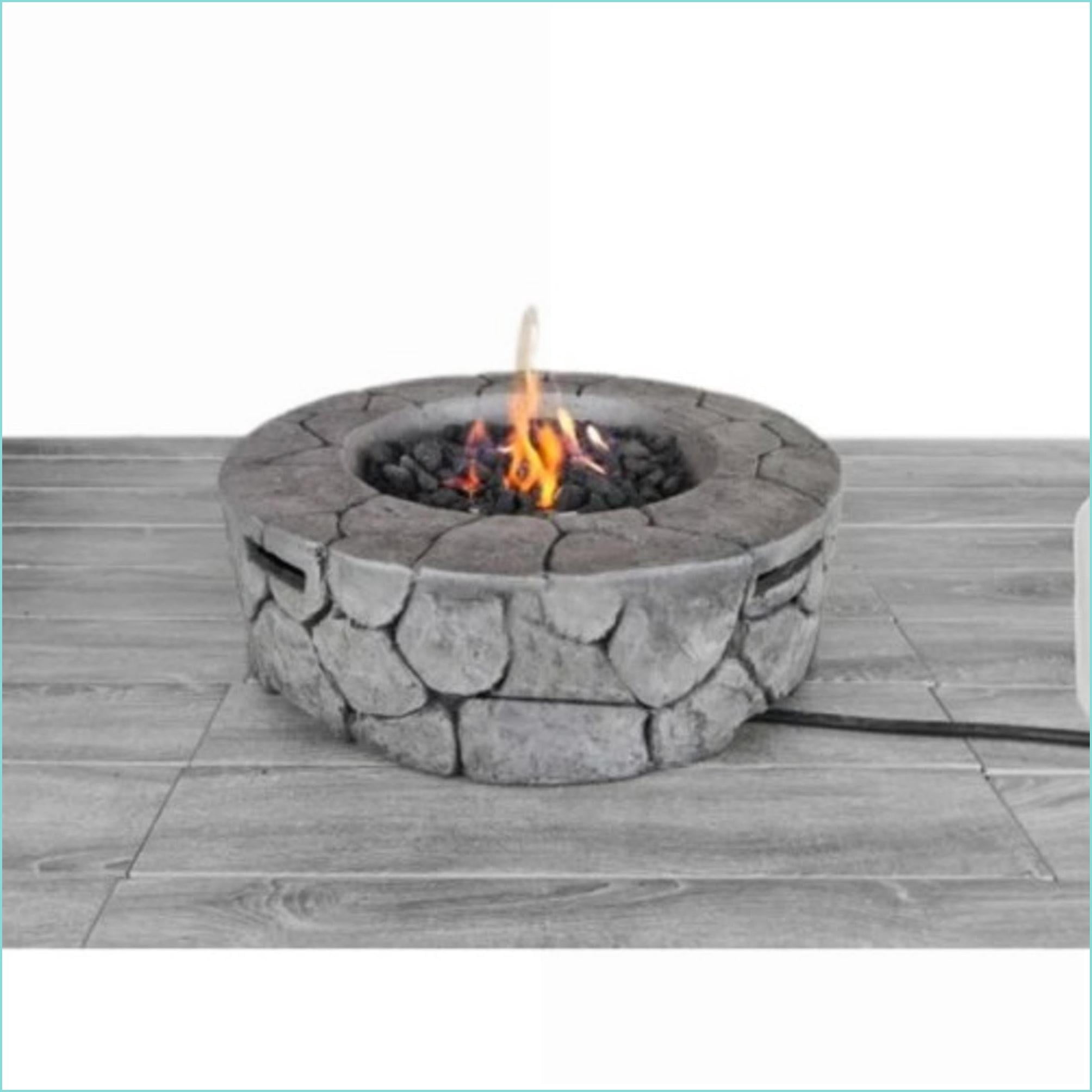 Outdoor Fire Pit | Fogata al Aire Libre | Modern 28" Round Slate Gray Concrete Fire Pit for Patio Backyard | Slate Gray