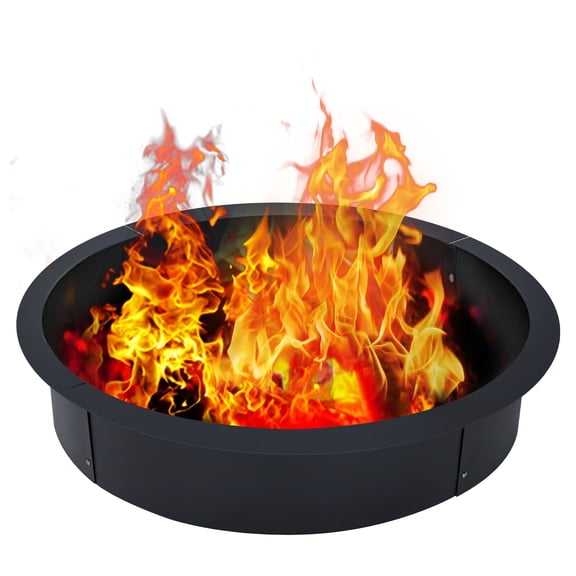 Outdoor Fire Pit Ring, 2.5mm Thickness Steel Round Wood Burning Firepit for Outside, DIY Fire Ring Liner Insert for Above or In-Ground Backyard Bonfire,Camping, BBQ
