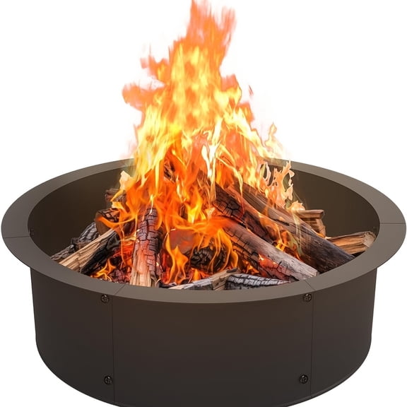 Outdoor Fire Pit Ring Liner 33-Inch Outer/30-Inch Inner Diameter, Heavy Duty Metal Round Firepit Rim Insert for Outside Campfire Ring Above Or In-Ground, for Garden, Yard, Patio, Camping